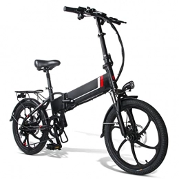 Electric oven Bike Adult Foldaway Ebike 350W 20" Fat Tire Folding Electric Bicycle 48V10.4AH lithium Battery 21 mph Mountain Foldable E-Bike 7 Speed Commute Ebike for Female Male (Color : Black)