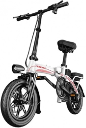 CCLLA Electric Bike Adult Folding Electric Bikes Comfort Bicycles Hybrid Recumbent / Road Bikes 14 Inch, 30Ah Lithium Battery, Disc Brake, For Adults, Men Women (Color : White, Size : Range:300km)