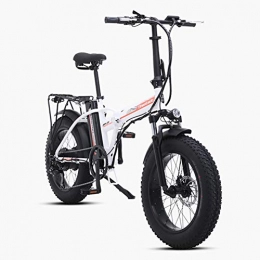 WXX Electric Bike Adult Folding Electric Mountain Bike, Aluminum Alloy Frame 20" Battery Car48v / 15Ah / 500W Bicycle Ebike, 5-Speed Auxiliary 3-Speed Mode Snowmobile, White