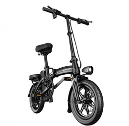 SHJR Electric Bike Adult Small Mountain Electric Bike, 48V Lithium Battery, Student City Mini Electric Bicycle, With Intelligent Meter 14Inch Folding E-Bikes, Black, 30KM