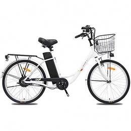 WXX Electric Bike Adults Electric Bicycle, High-Carbon Steel 24 Inch 250W 36V 10.4Ah Removable Battery Bicycle Ebike, With Rear Seat, White