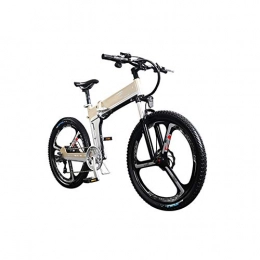 HWOEK Electric Bike Adults Electric Bike, with 400W Motor 26'' Folding Mountain E-bike Hidden Removable Lithium Battery Dual Disc Brakes City Electric Bike Unisex, Gold