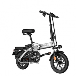 LYRWISHLY Bike Adults Folding Electric Bikes, 14" Electric Bicycle / Commute Ebike With 250W Motor, Removable 48V 18.8Ah Dustproof And Waterproof Lithium BatteryCity Commute ( Color : Silver , Size : Range:140km )
