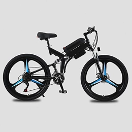 AHIN Electric Bike AHIN 26'' Electric Bike, Fold Electric Bicycle, E-Bike with Smart Dashboard / LED Lights / Rechargeable Taillights, Spring-Loaded Front Fork, Dual Disc Brakes, 21-Speed Transmission System, Black, 10AH