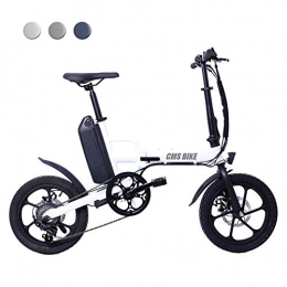 AKEFG Bike AKEFG Plus folding ebike electric foldable bicycle, Variable speed folding electric car 16 inch lithium battery power electric bicycle mini electric bicycle, White