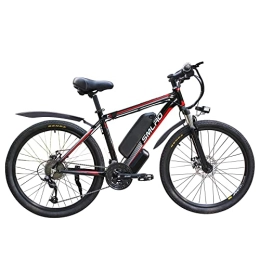 AKEZ Electric Bike AKEZ 26" Electric Bikes for Adults, Electric Mountain Bike for Men, Electric Hybrid Bicycle All Terrain, 48V / 10Ah Removable Lithium Battery Road Ebike, for Cycling Outdoor Travel Work Out (BLACK RED)