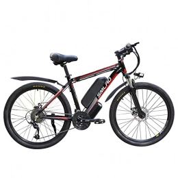 AKEZ Electric Bike AKEZ Electric Bike for Adult, 26" Ebike for Men, Electric Hybrid Bicycle MTB All Terrain, 48V / 10Ah Removable Lithium Battery Road Mountain Bike, for Cycling Outdoor Travel Work Out (black red)