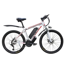 AKEZ Bike AKEZ Electric Bike for Adult, 26" Ebike for Men, Electric Hybrid Bicycle MTB All Terrain, 48V / 10Ah Removable Lithium Battery Road Mountain Bike, for Cycling Outdoor Travel Work Out (white red 500)