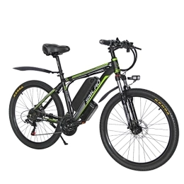 AKEZ Electric Bike AKEZ Electric Bike for Adults, 26" Ebike for Men, Electric Hybrid Bicycle MTB All Terrain, 48V / 10Ah Lithium Battery City / Road / Mountain E-Bike for Cycling Commute Outdoor Travel (black green)