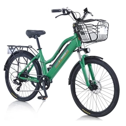 AKEZ Bike AKEZ Electric Bike for Adults Women, 26’’ Electric Mountain Bike for Women, Removable Lithium-Ion Battery E-bike for Men with Shimano 7 Speed Gear and Dual Disc Brakes (green)