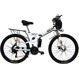 AKEZ Electric Bike AKEZ Electric Folding Bikes for Adults Men Women, 26" 250W Folding Electric Mountain Bikes Bicycle, E-Bikes for Men All Terrain with 48V 10A Removable Lithium Battery and Shimano 21 Speed Gears (white)