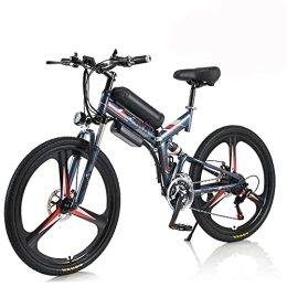 AKEZ Electric Bike AKEZ Folding Electric Bicycle, Electric Bike for Adults, Electric Mountain Bike, 26 Inch Aluminum Alloy Ebike Bicycle for Outdoor Cycling Travel Work Out (Grey, 13A)