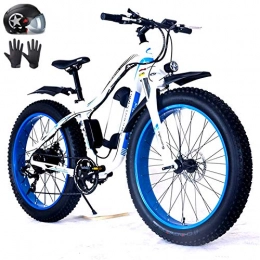 Amantiy Bike Amantiy Electric Bike, 26" Electric Bike 36V 350-500W 10.4Ah Removable Lithium-Ion Battery Fat Tire Snow Bike for Sports Cycling Travel Commuting (Color : White Blue, Size : 500W)