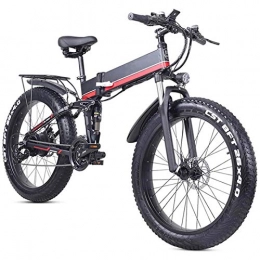 Amantiy Electric Bike Amantiy Electric Mountain Bike, 26 Inch Fat Tire Electric Bike for Adults Snow / Mountain / Beach Ebike, Motor 1000W, 21 Speed Beach Snow E-Bike with Rear Seat Electric Powerful Bicycle (Color : Red)