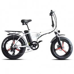 AMGJ Electric Bike AMGJ 20 Inch Electric Bike, 48V 15Ah Rechargeable Lithium Battery Motor 500W Max Speed 40KM / H, with Shock Damper Height Adjustabe Fitness City Commuting Unisex, White