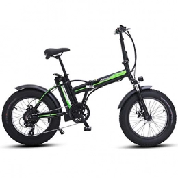 AMGJ Electric Bike AMGJ Electric Mountain Bike, 20 Inch Folding Electric Bike, 4.0 Wide Tires Pneumatic Tires 36V 15AH Removable Charging Lithium Battery 500W Brushless Motor Max Speed 40KM / H, Black, 48V15AH