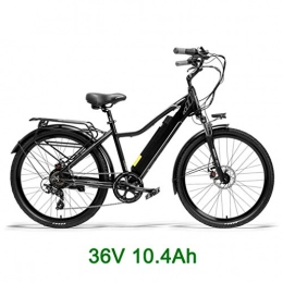AMGJ Bike AMGJ Electric Mountain Bike Electric Bike, Motor 300W Max Speed 25km / h, 36V 10.4 / 15Ah Rechargeable Lithium Battery, Seat Adjustable with Shock Damper Sports Outdoor, Black, 36V 10.4Ah
