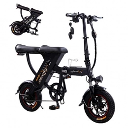 AMINSHAP Electric Bike AMINSHAP Electric Bikes Foldable, Portable Commuter Bike for Kids Teens Adults 25KM / H Speed 48V 8A Double E-Bike Scooter with Electronic Intelligent Anti-Theft, Black