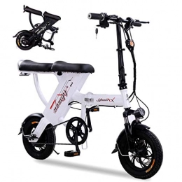 AMINSHAP Electric Scooter, High Carbon Steel Folding Frame E-Bike with 25Ah Lithium Battery, 12 Inch 48V/11A for Adults Men Ladies Disc Brakes City Double Electric Bicycles,White