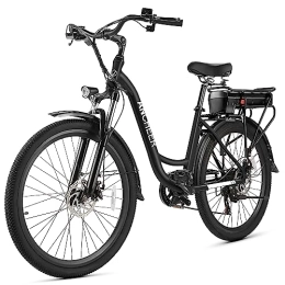 Ancheer Electric Bike ANCHEER 26" Electric Bike, City Ebike Cruiser with Removable 12.5Ah Battery Integrated in Rear Frame 35 Miles Range Dual Disc Brakes