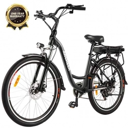 Ancheer Bike ANCHEER 26" Electric Bike, City Ebike Cruiser with Removable 12.5Ah Battery Integrated in Rear Frame 35 Miles Range Dual Disc Brakes (Black)