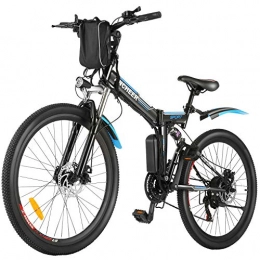 Ancheer Electric Bike ANCHEER 26'' Folding Electric Bike with 36V 8Ah Lithium-Ion Battery, Premium Full Suspension and 21 Speed Gears