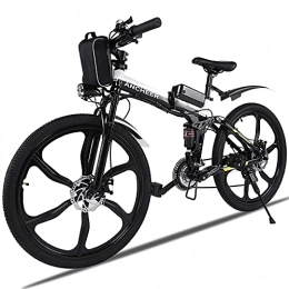 Ancheer Bike ANCHEER Electric Mountain Bike, 26'' Folding Electric Bike with Magnesium Alloy 6-Spoke Integrated Wheels and Advanced full Suspension, Ebike with Shimano 21-Speed Gear for men / women / adults