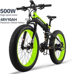Anda Bike ANDA Electric Bike 26In Tire 500W Motor 48V 10AH Removable Large Capacity Battery Lithium 30Km / H E-Bikes Snow MTB Folding Portable Electric Bicycle 27 Speed Gear Shimano Shifting System, Green