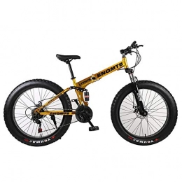 ANJING Mountain Bike 26 Inch 4.0 Fat Tire 24 Speeds Beach Snow Bicycle with Dual Suspension and Double Disc Brake,Yellow,24Inch