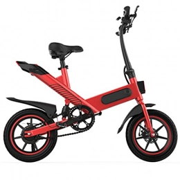Ansla Electric Bicycle,14" Electric Bike with Folding Pedals, 36V/10.4Ah Rechargeable Li-ion Battery,3 Riding Modes (Red)