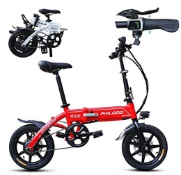 Archer Bike Archer Lightweight Electric Bike Easy Foldable 14 Inch Electric Bicycle Multiple Riding Modes Change Disc Brake, Red