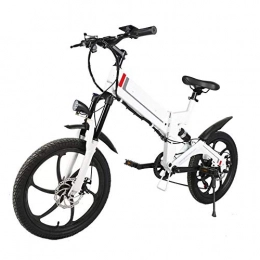 Asdflinabike Electric Bike Asdflinabike Electric Bike 50W Smart Bicycle Folding 7 Speed 48V 10.4AH Foldable Electric Moped Bicycle 35km / h Max Speed E-bike with Pedals Power Assist (Color : White, Size : 153x160x112cm)