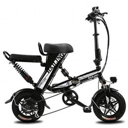 ASSDA Electric Bike ASSDA Bicycle, 12-inch folding lithium battery adult electric bicycle, 36V, electric car JF (Color : Black)