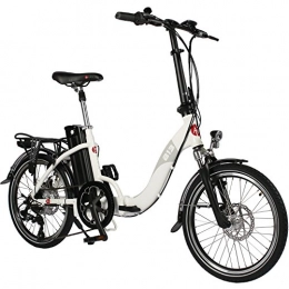 AsVIVA e-Bike B13 folding bicycle 20" wheels, 36V 250 Watt rear Motor with 7-Speed-Shimano-Gearshift, Disc brakes and powerfull 15.6Ah Samsung-Cell-Battery - Color White