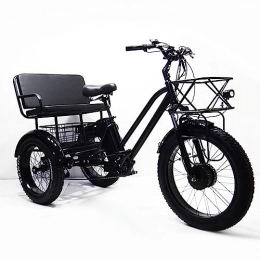 Aszxiiuu Electric Bike Aszxiiuu Adult Electric Tricycle, 750W 24-Inch Fat Tire Snow Electric Moped, With Large Shopping Basket, Seven-Speed Adjustable Pedal Tricycle, 750W / 12AH