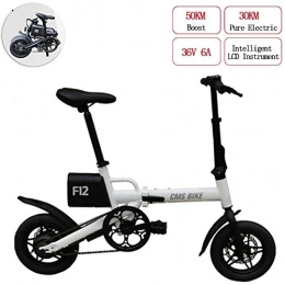 AUZZO HOME Electric Bike AUZZO HOME Folding Electric Bike 36V 6A 250W Removable Lithium Battery E-bike 12inch Tire Double Disc Brakes Bicycle Commuter Bike Endurance 30KM and Top Speed 25km / h, White