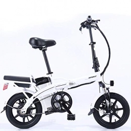 AYHa Bike AYHa Adults Folding Electric Bike, 350W Motor 14 Inches Pedal Assist E-Bike Dual Disc Brakes Removable Battery with Mobile Phone Stand Urban Commuter Ebike, White, 10A