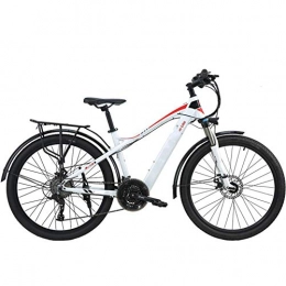 AYHa Electric Bike AYHa Adults Mountain Electric Bike, 27.5 inch Travel E-Bike Dual Disc Brakes with Mobile Phone Size LCD Display 27 Speed Removable Battery City Electric Bike, White red, A 7.6AH