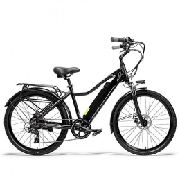 AYHa Bike AYHa Adults Urban Electric Bike, Dual Disc Brakes 26 inch Pedal Assist Bicycle Aluminum Alloy Frame Oil Spring Suspension Fork 7 Speed, Black, 15AH