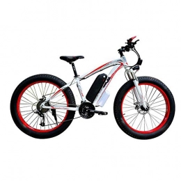 AYHa Electric Bike AYHa Electric Bicycle Snow, 4.0 Fat Tire Electric Bicycle Professional 27 Speed Transmission Gears Disc Brake 48V15Ah Lithium Battery Suitable for 160-190 cm Unisex, White red, 36V8AH500W