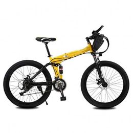 AYHa Electric Bike AYHa Electric Folding Bicycle, 240W 21 Speed 26 inch City Electric Bike for Adults with Removable Battery Commuter E-Bike Dual Disc Brakes Unisex, Yellow, CD 16AH