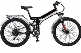 AYHa Electric Bike AYHa Folding Mountain Electric Bicycle, 26''Battery Bike Adult with 300W Motor Removable 48V10Ah Lithium-Ion Battery 21 Speed Shifter with Rear Seat Dual Disc Brakes, Black, A