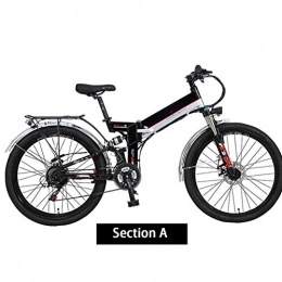 AYHa Electric Bike AYHa Folding Mountain Electric Bicycle, 300W Motor 26'' Adult Ebike Removable 48V10Ah Lithium-Ion Battery 21 Speed Dual Disc Brakes with Rear Seat, Black, B
