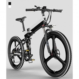AYHa Bike AYHa Folding Mountain Electric Bike, 400W Motor 26 Inches Adults City Travel Ebike 7 Speed Dual Disc Brakes with Rear Seat 48V Removable Battery, White