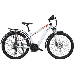 AYHa Bike AYHa Mountain Electric Bike, 27.5 inch Travel Electric Bicycle Dual Disc Brakes with Mobile Phone Size LCD Display 27 Speed Removable Battery City Electric Bike for Adults, White red, A 7.6AH