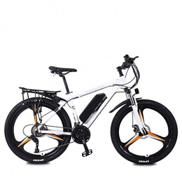 AYHa Electric Bike AYHa Mountain Travel Electric Bike, Dual Disc Brakes 26 inch Adults City Commute Ebike 27 Speed Magnesium Alloy Integrated Wheels Removable Battery, White Orange, 8AH