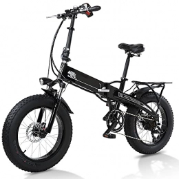 BAHAOMI Bike BAHAOMI Electric Bike 350W Motor 48V10AH Lithium Battery 20" Folding Adults Fat Tires Electric Mountain Bicycle Front And Rear Disc Brakes 7 Speed Snow Beach All Terrain E-Bike