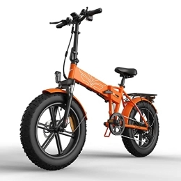 BAHAOMI Electric Bike BAHAOMI Electric Bike 48V 12.8Ah Removable Lithium Battery Snow Ebike 7 Speed 750W Motor E-Bike 20 X 4.0 All Terrain Fat Tires Adults Folding Electric Mountain Bicycle, Orange