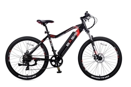 Basis Bike Basis Beacon Electric Mountain Bike 19" Frame Shimano Equipped Hardtail E-MTB, 27.5" Wheel Lightweight Alloy Frame with 14Ah 36V Semi-Integrated Battery, 250W motor, LCD Display, Black Red