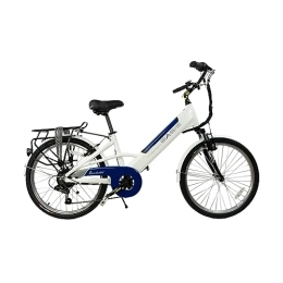 Basis Bikes Electric Bike Basis Dorchester Step Through Integrated Electric City Bike, 24" Wheel - White / Blue (10.4ah)